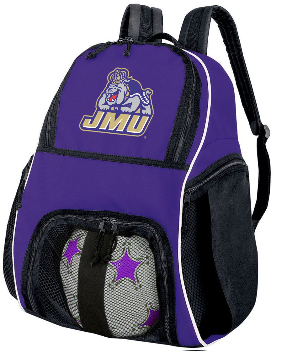 JMU Soccer Ball Backpack or James Madison University Volleyball Sports Gear Bag Purple
