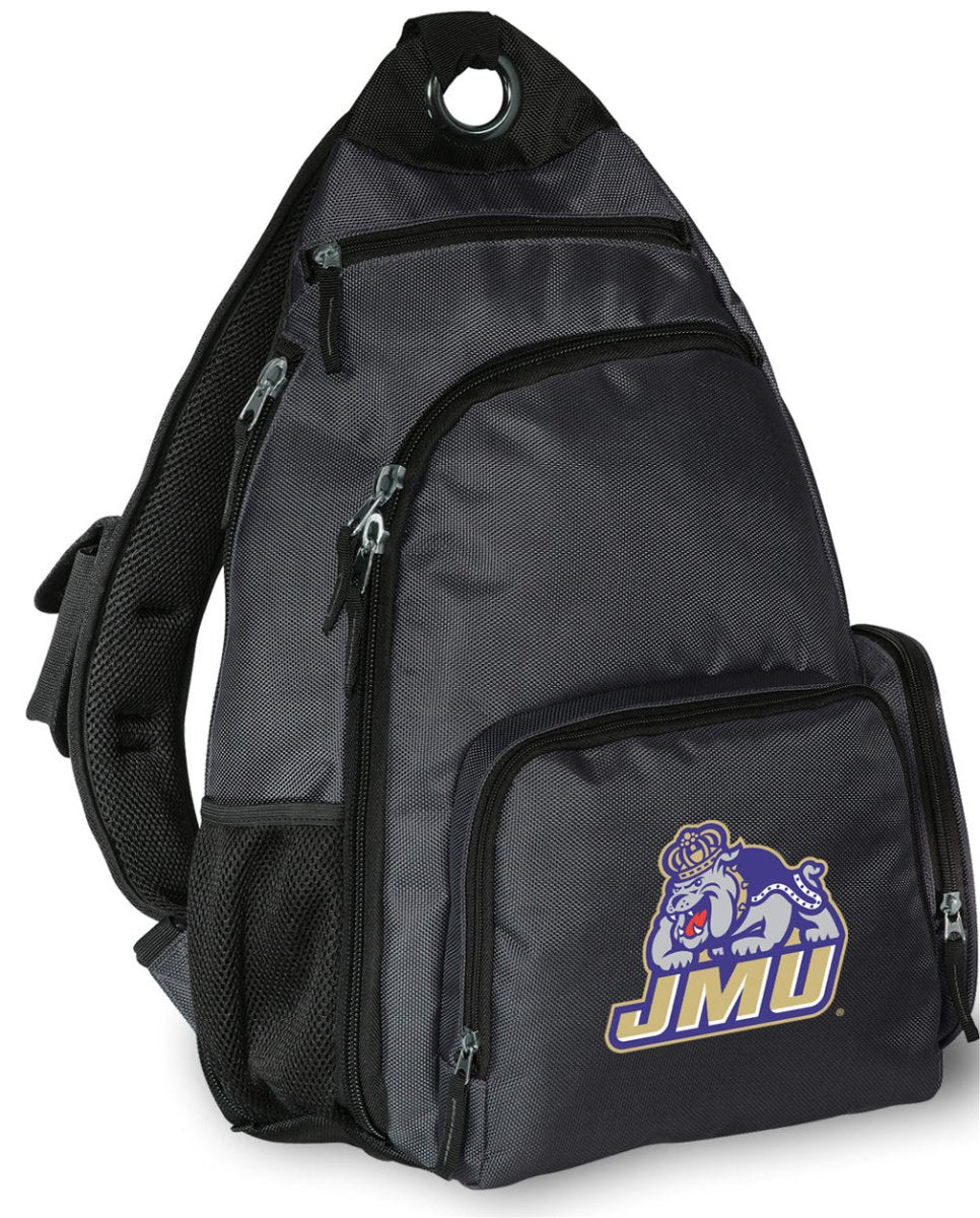 JMU Sling Backpack James Madison University Crossbody Bag Gray