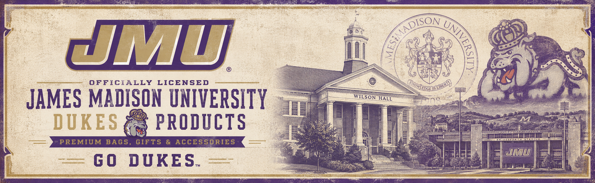 JMU Dukes Laptop Backpack – Official James Madison University Bookbag – 17" Laptop Sleeve, NCAA School Gear – 600D Polyester Black