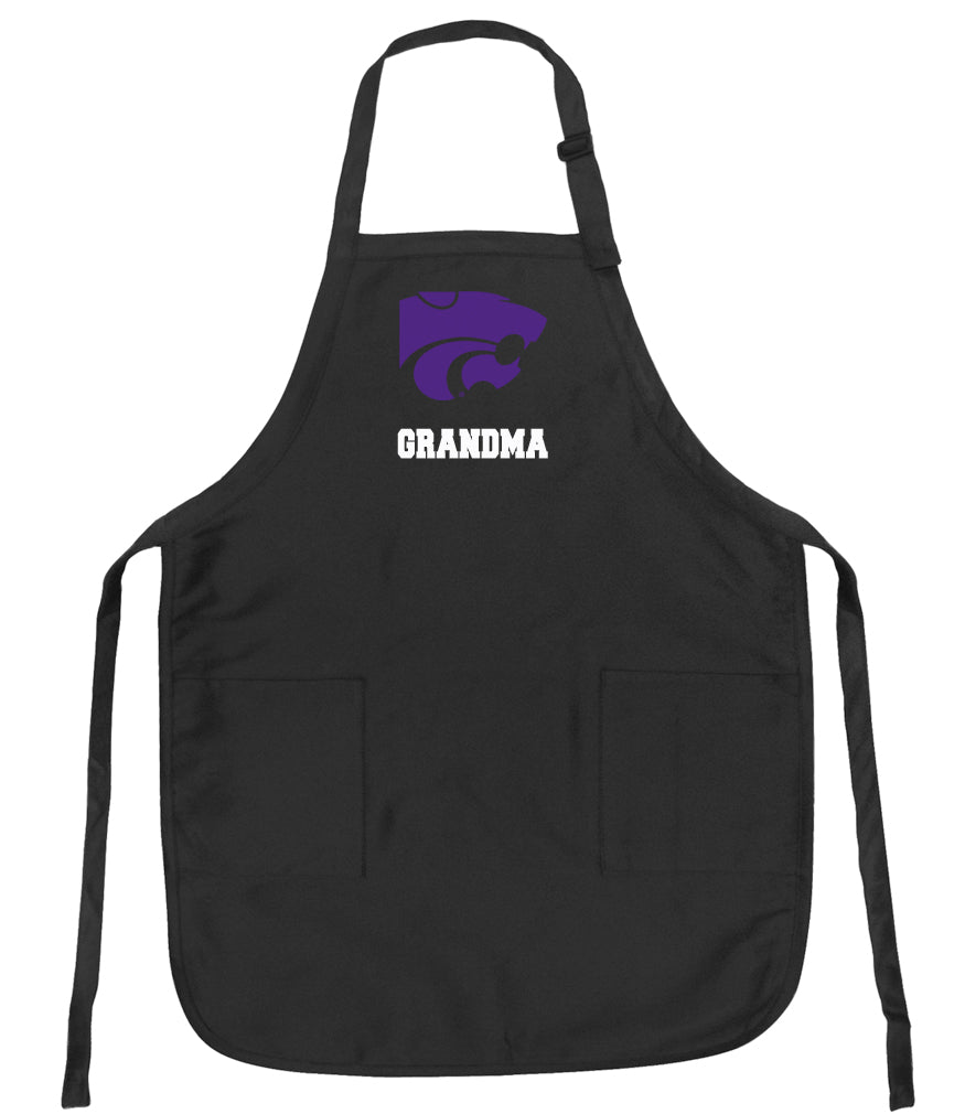 Kansas State Apron K-State Logo Apron - Stain Resistant Fabric Grandma on Black