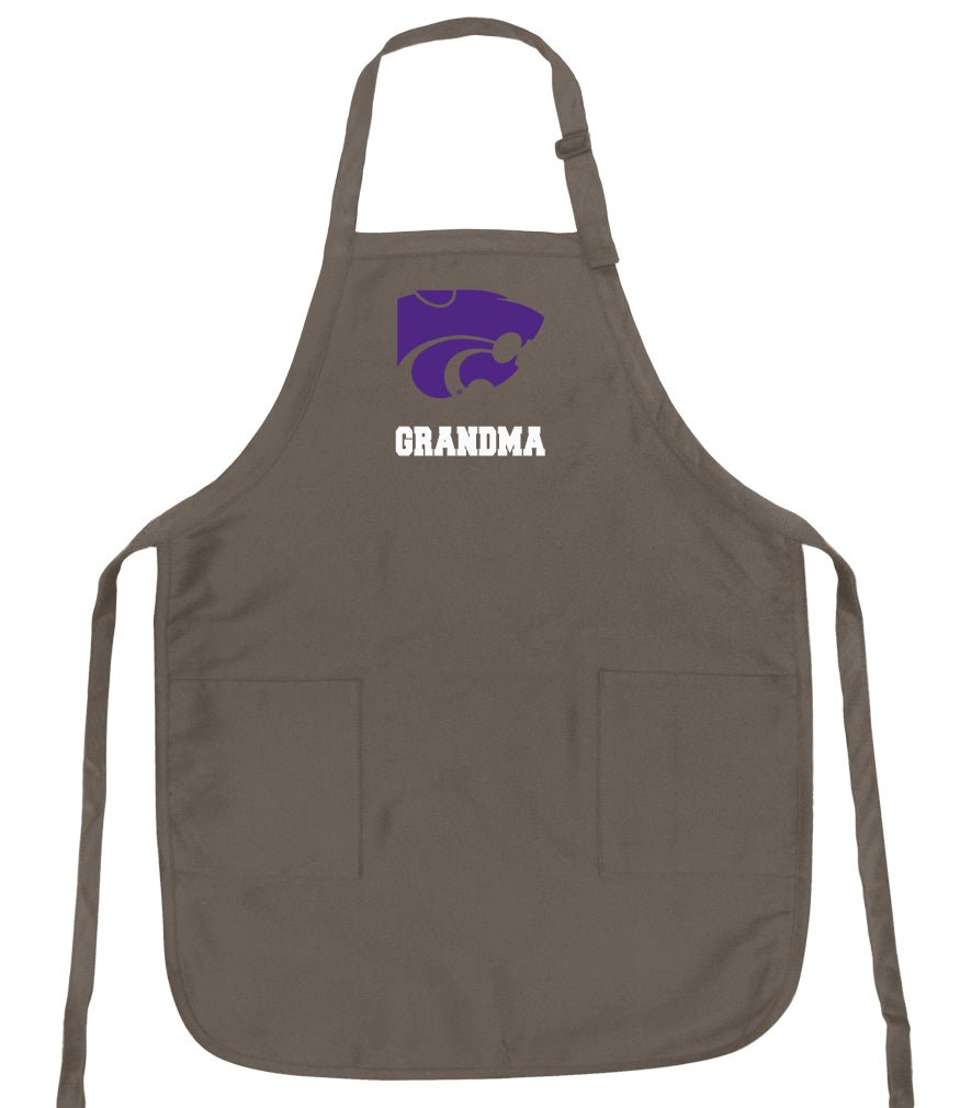 Kansas State Apron K-State Logo Apron - Stain Resistant Fabric Grandma on Khaki