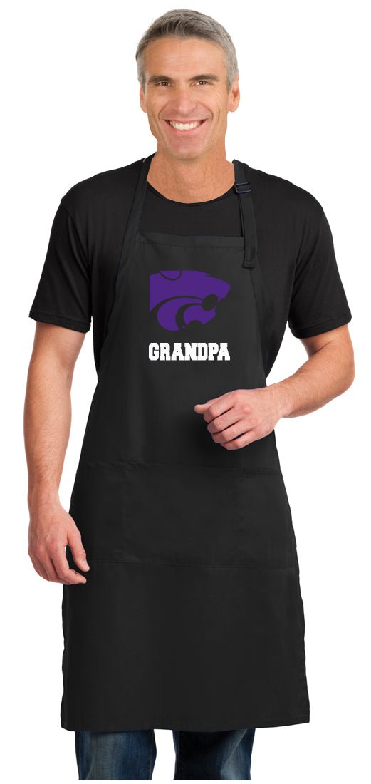 Kansas State Large Apron K-State Full Length Apron - Adjustable with Pockets Grandpa on Black