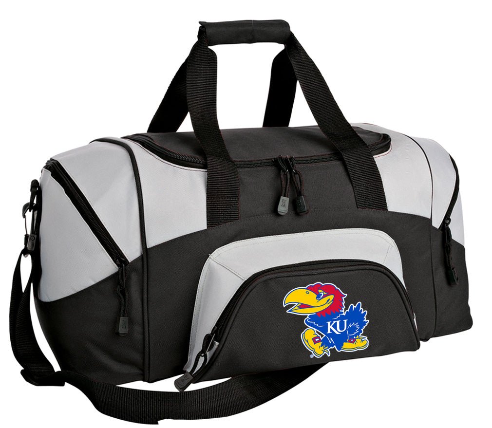 University of Kansas Small Duffel Bag KU Jayhawks Carryon Suitcase or Gym Bag Black