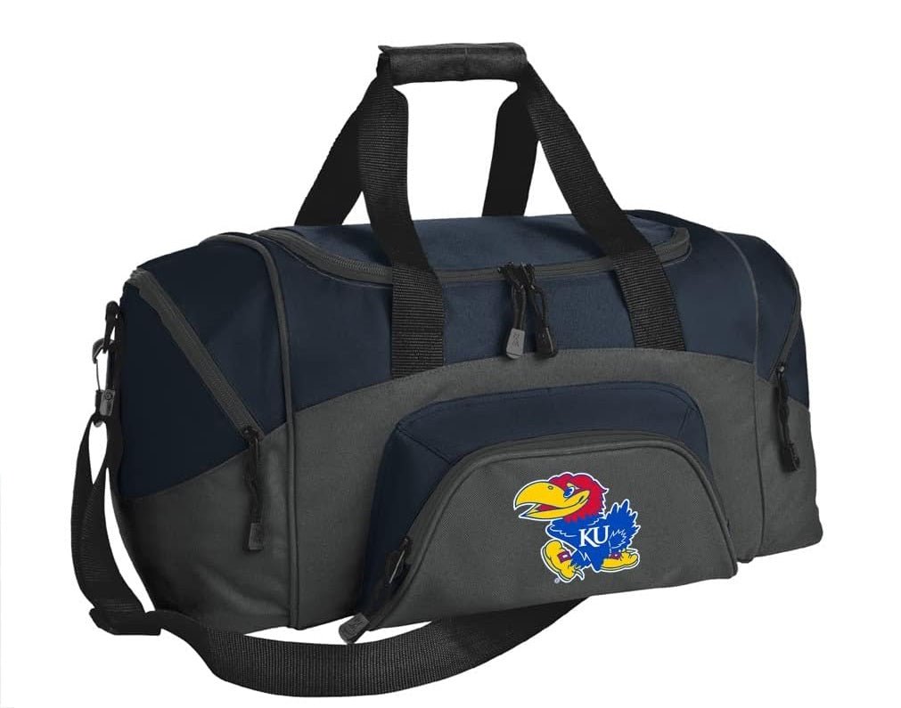 University of Kansas Small Duffel Bag KU Jayhawks Carryon Suitcase or Gym Bag Navy