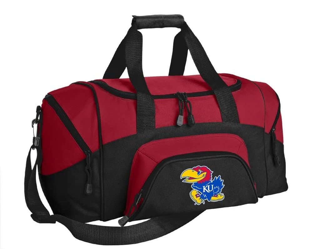 University of Kansas Small Duffel Bag KU Jayhawks Carryon Suitcase or Gym Bag Red