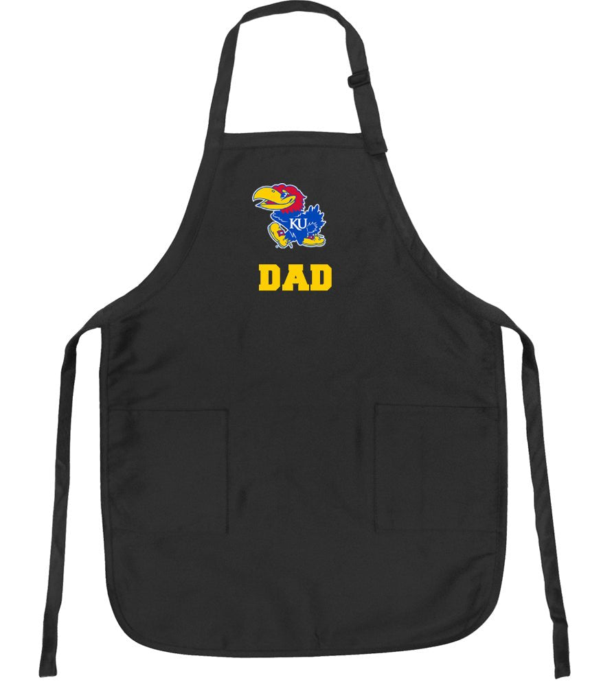 University of Kansas Apron KU Jayhawks Apron - Stain Resistant Fabric Dad on Black