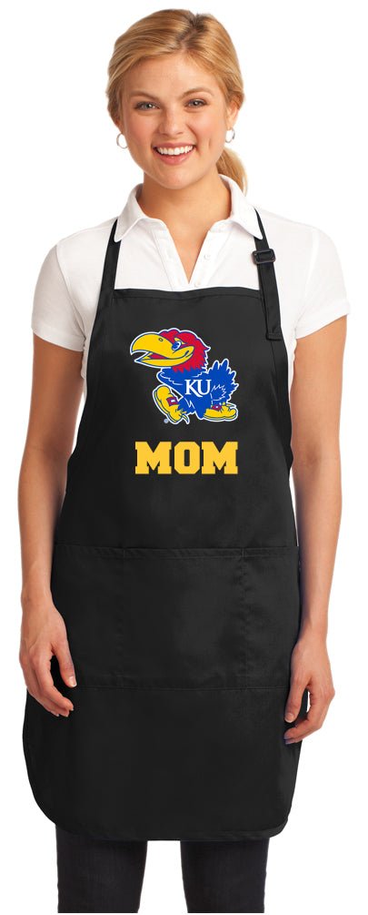 University of Kansas Apron KU Jayhawks Apron - Stain Resistant Fabric Mom on Black