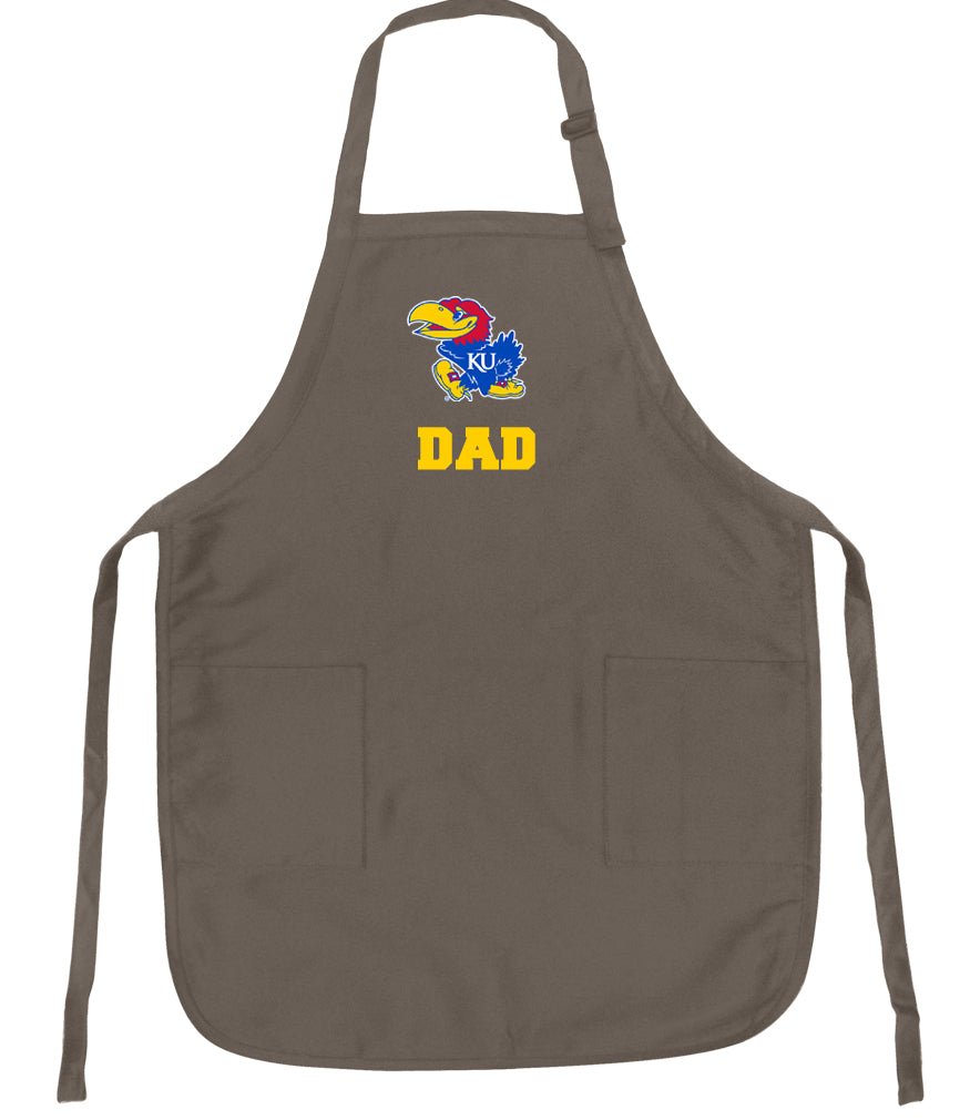 University of Kansas Apron KU Jayhawks Apron - Stain Resistant Fabric Dad on Khaki