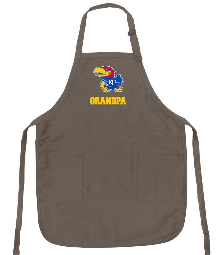 University of Kansas Apron KU Jayhawks Apron - Stain Resistant Fabric Grandpa on Khaki