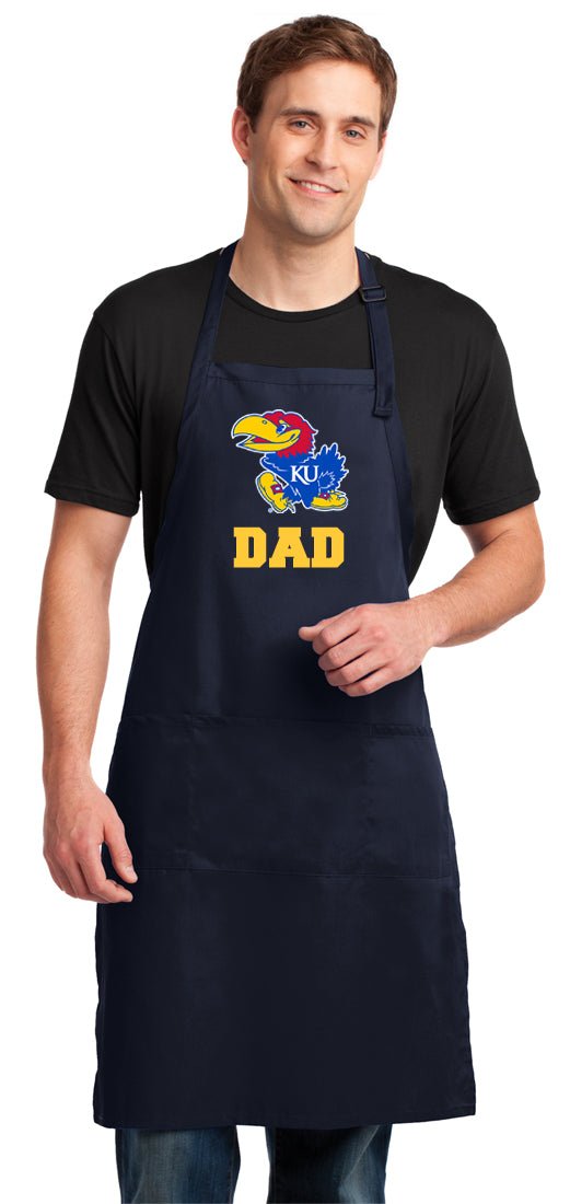 University of Kansas Large Apron KU Jayhawks Apron - Adjustable with Pockets Dad on Navy