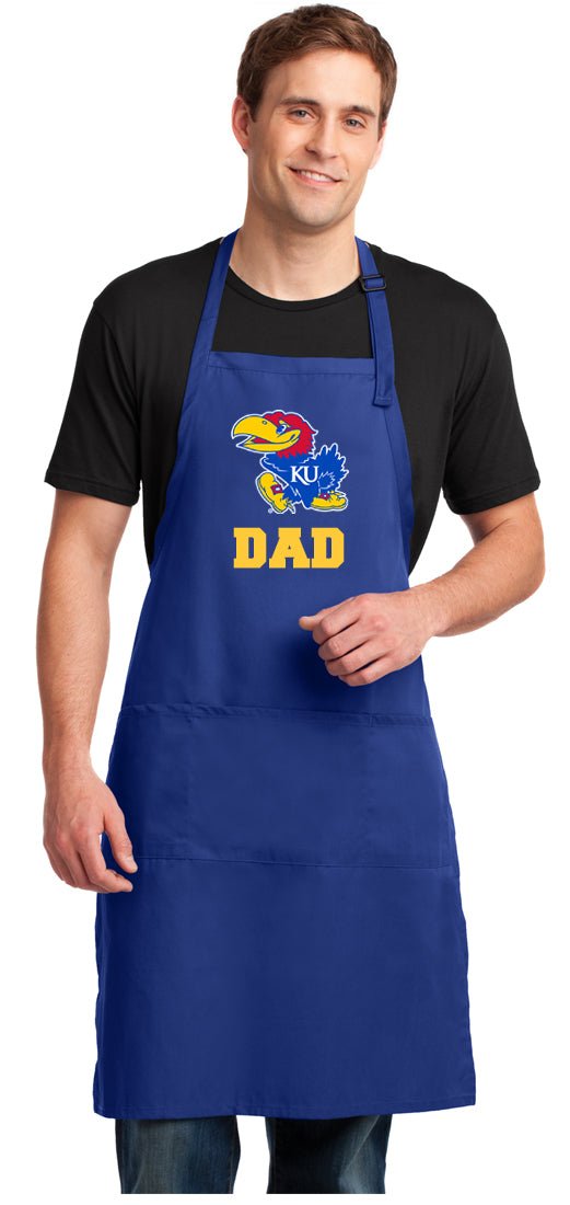 University of Kansas Large Apron KU Jayhawks Apron - Adjustable with Pockets Dad on Blue