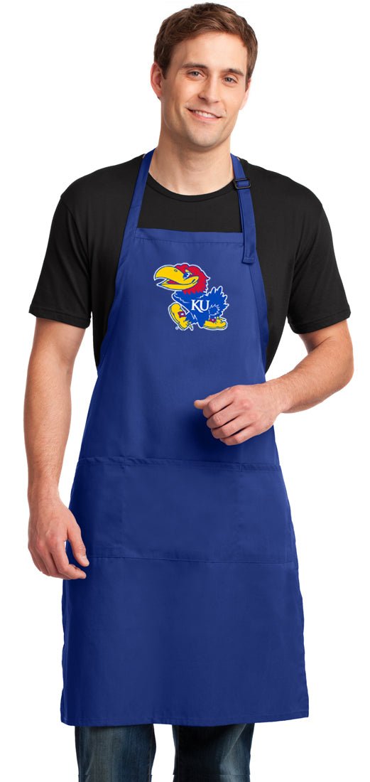 University of Kansas Large Apron KU Jayhawks Apron - Adjustable with Pockets Blue