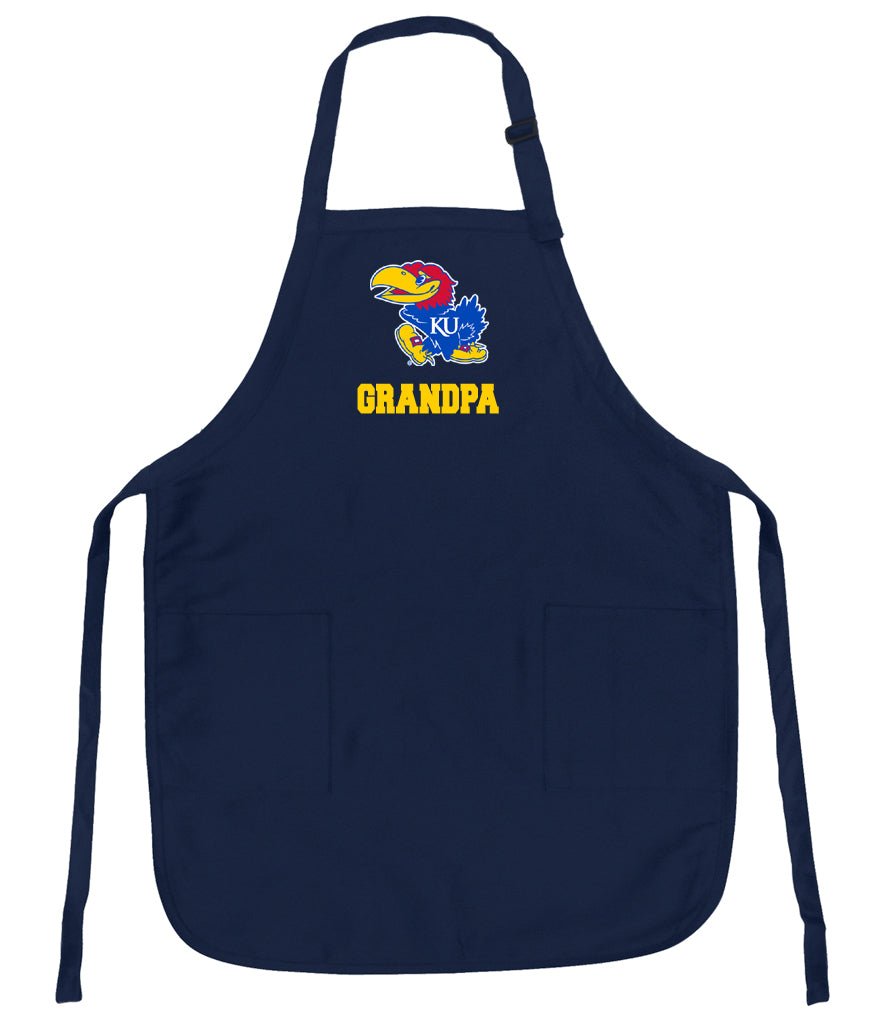 University of Kansas Apron KU Jayhawks Apron - Stain Resistant Fabric Grandpa on Navy