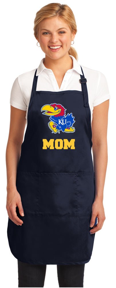 University of Kansas Apron KU Jayhawks Apron - Stain Resistant Fabric Mom on Navy