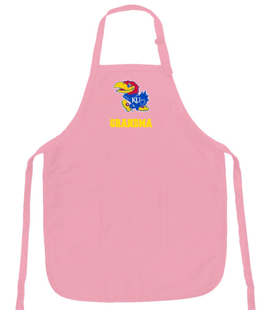 University of Kansas Apron KU Jayhawks Apron - Stain Resistant Fabric Grandma on Pink