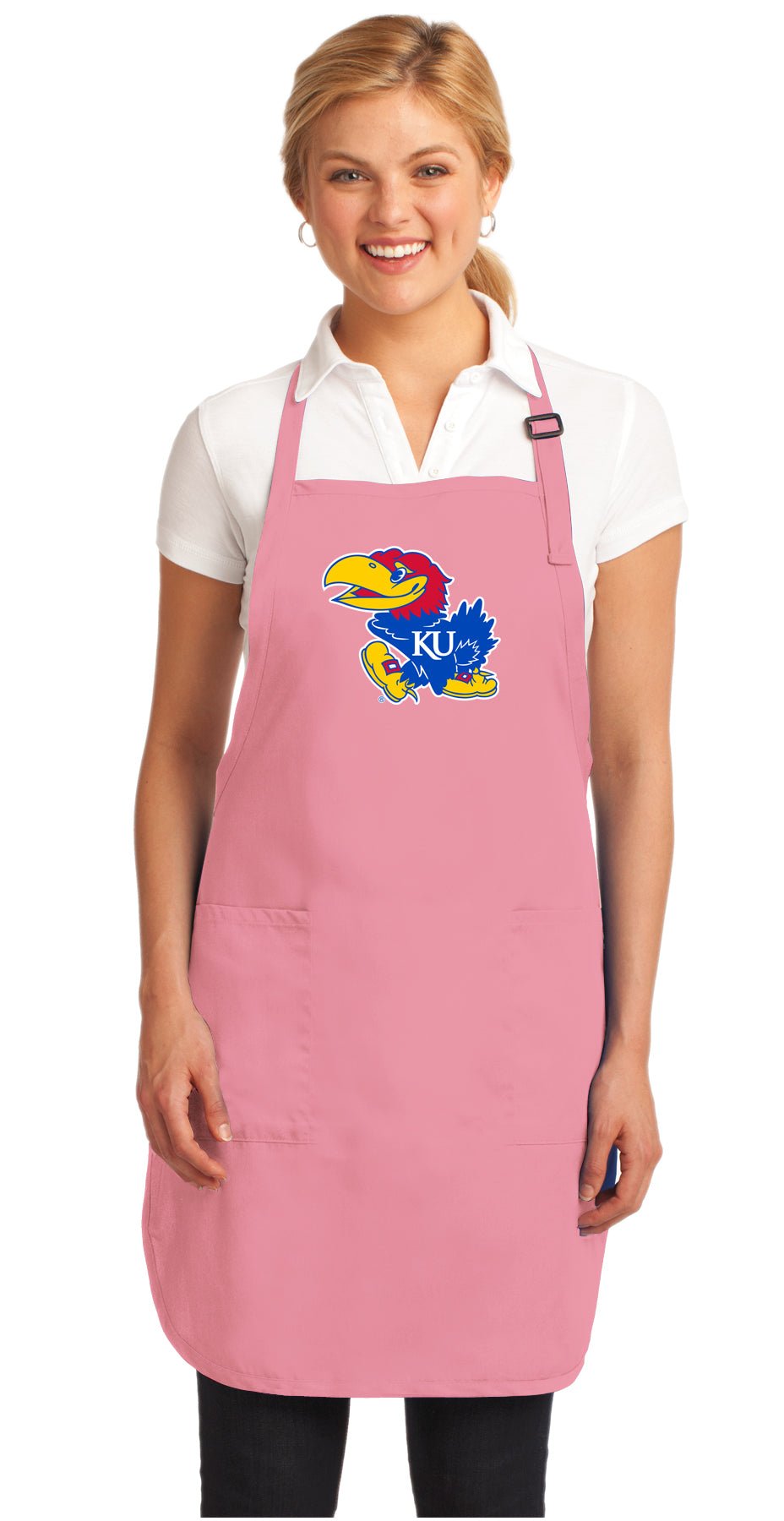 University of Kansas Apron KU Jayhawks Apron - Stain Resistant Fabric Pink
