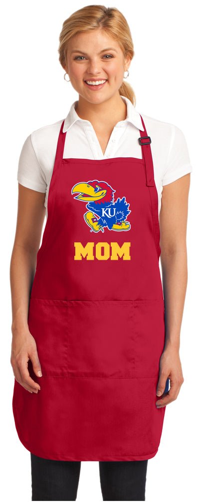 University of Kansas Apron KU Jayhawks Apron - Stain Resistant Fabric Mom on Red