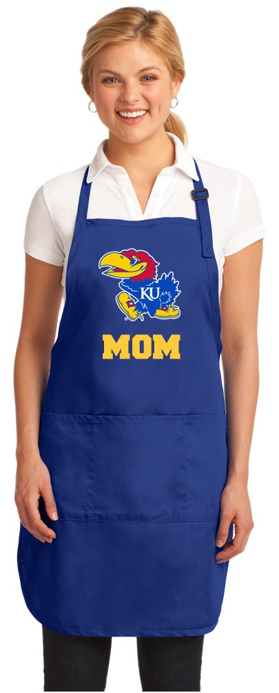 University of Kansas Apron KU Jayhawks Apron - Stain Resistant Fabric Mom on Blue