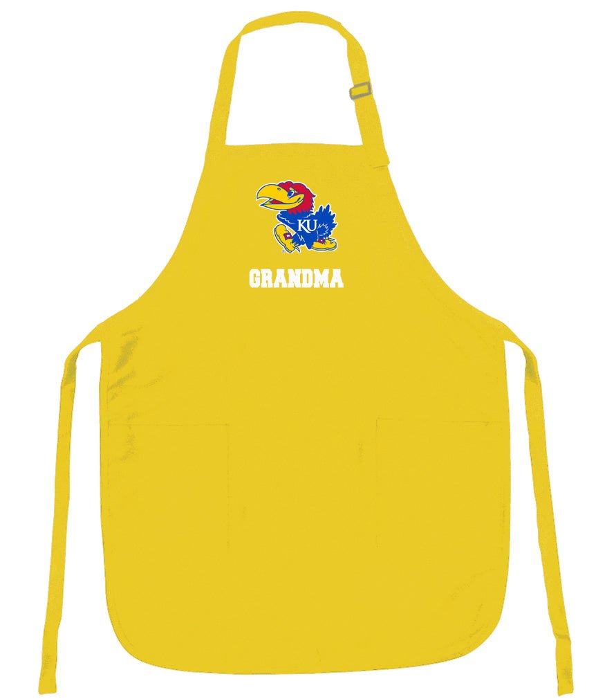 University of Kansas Apron KU Jayhawks Apron - Stain Resistant Fabric Grandma on Yellow