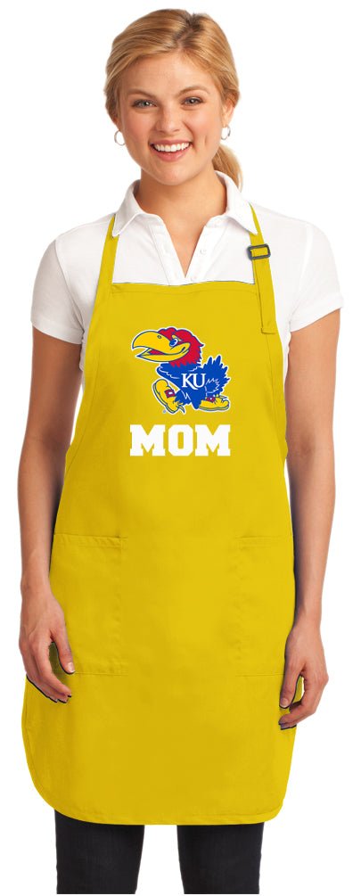 University of Kansas Apron KU Jayhawks Apron - Stain Resistant Fabric Mom on Yellow