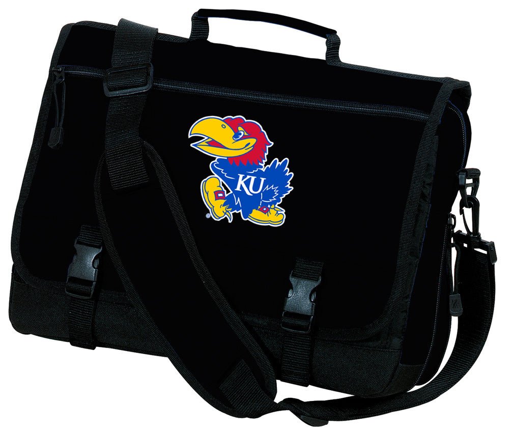 Kansas Jayhawks Laptop Bag – Classic Messenger Briefcase for KU Students & Pros Black