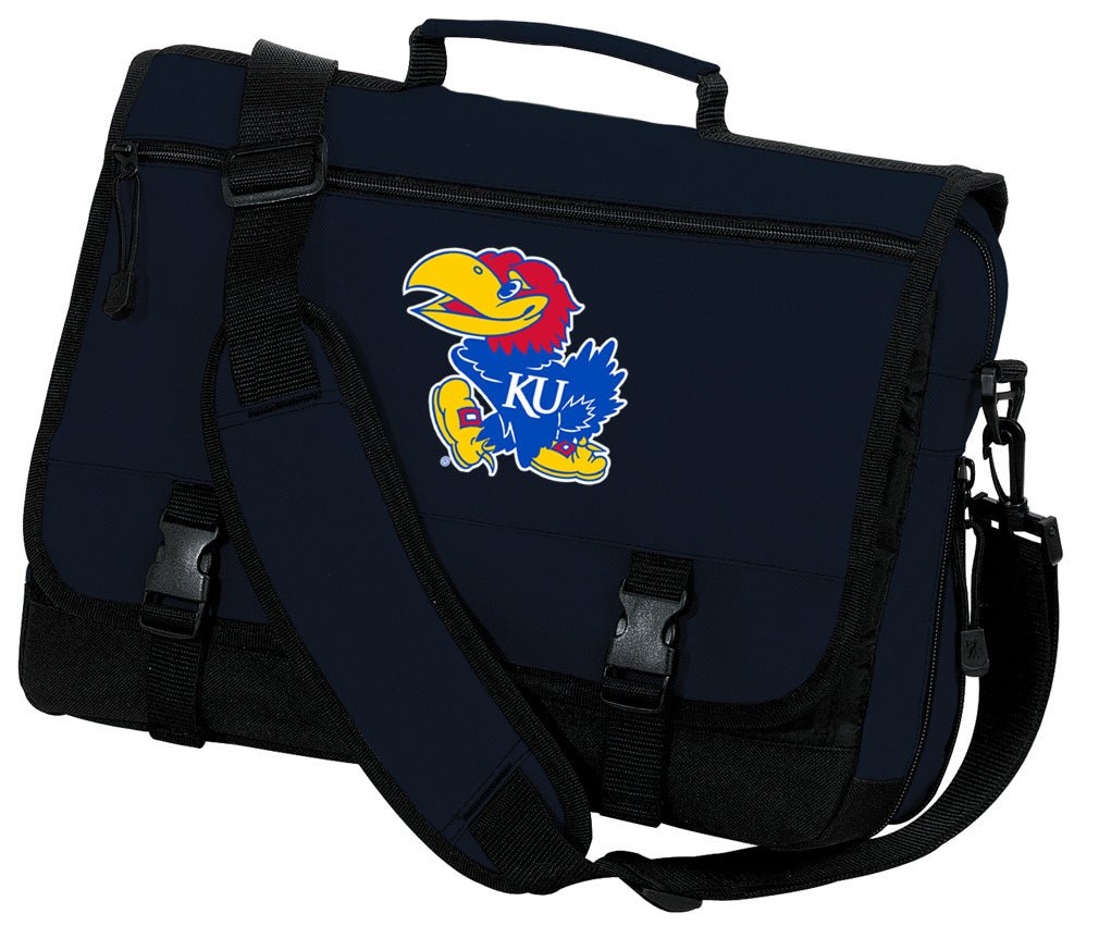 Kansas Jayhawks Laptop Bag – Classic Messenger Briefcase for KU Students & Pros Navy