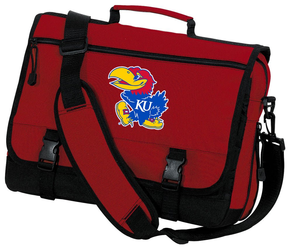 Kansas Jayhawks Laptop Bag – Classic Messenger Briefcase for KU Students & Pros Red