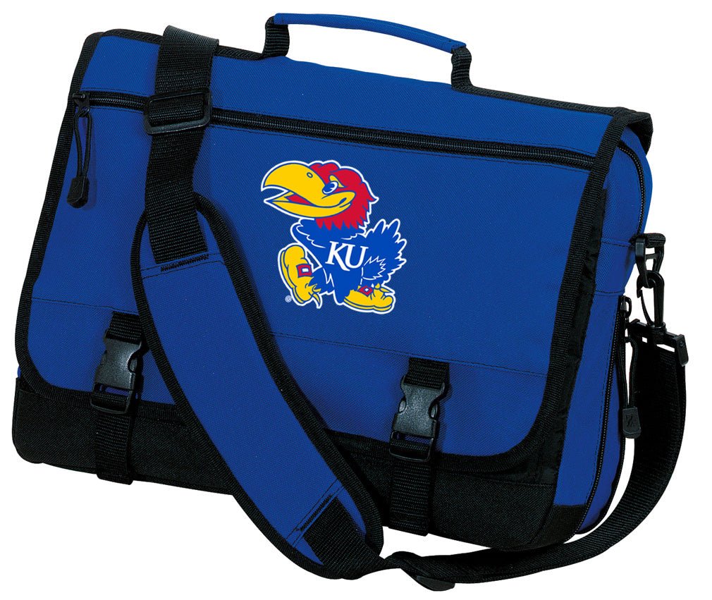 Kansas Jayhawks Laptop Bag – Classic Messenger Briefcase for KU Students & Pros Blue