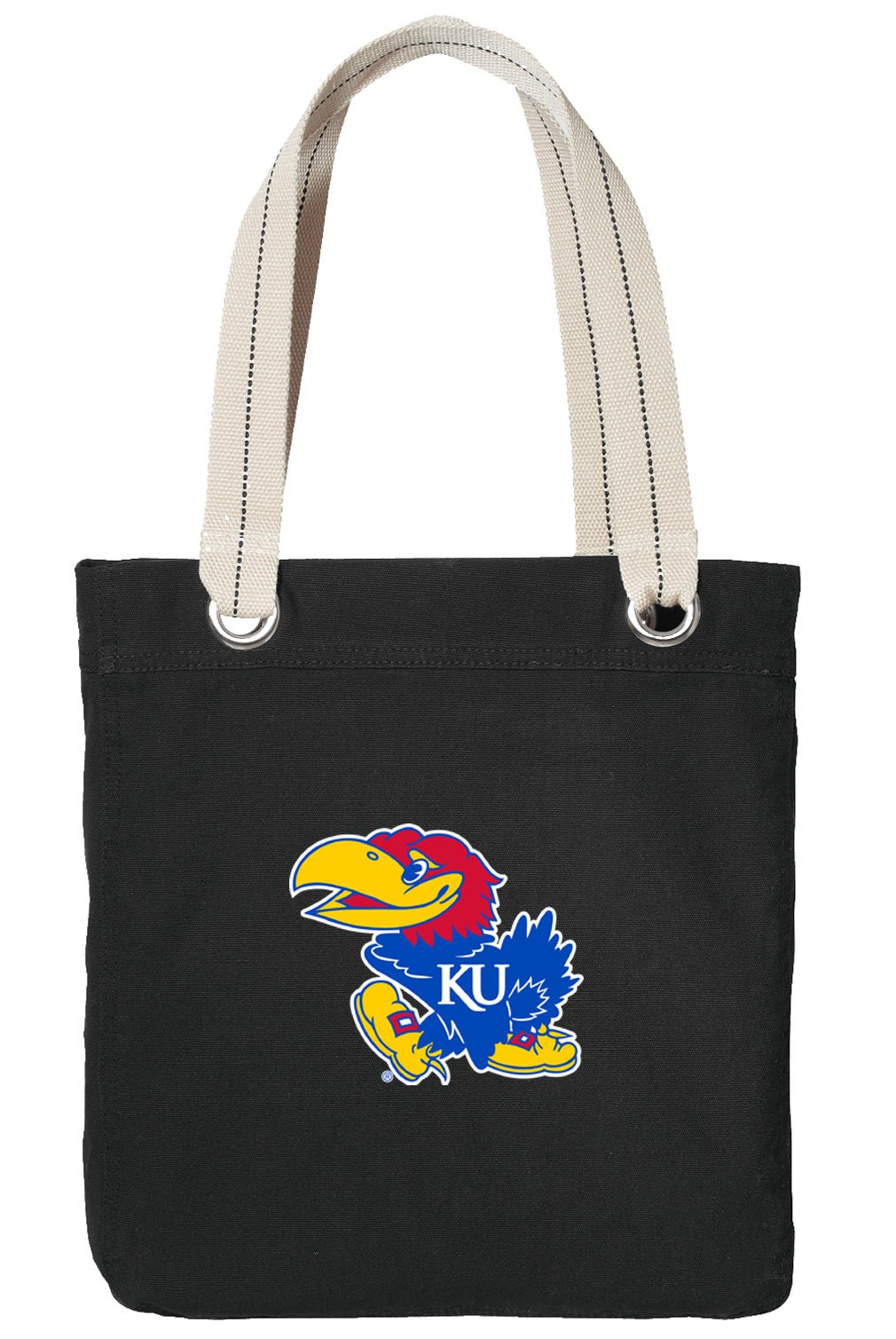 University of Kansas Tote Bag KU Jayhawks Deluxe Canvas Shoulder Bag Black