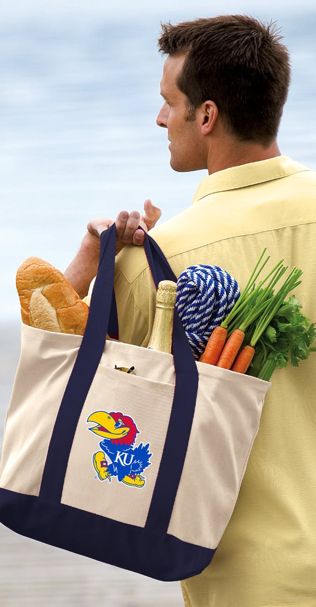 University of Kansas Canvas Tote Bag KU Jayhawks Classic Tote Navy