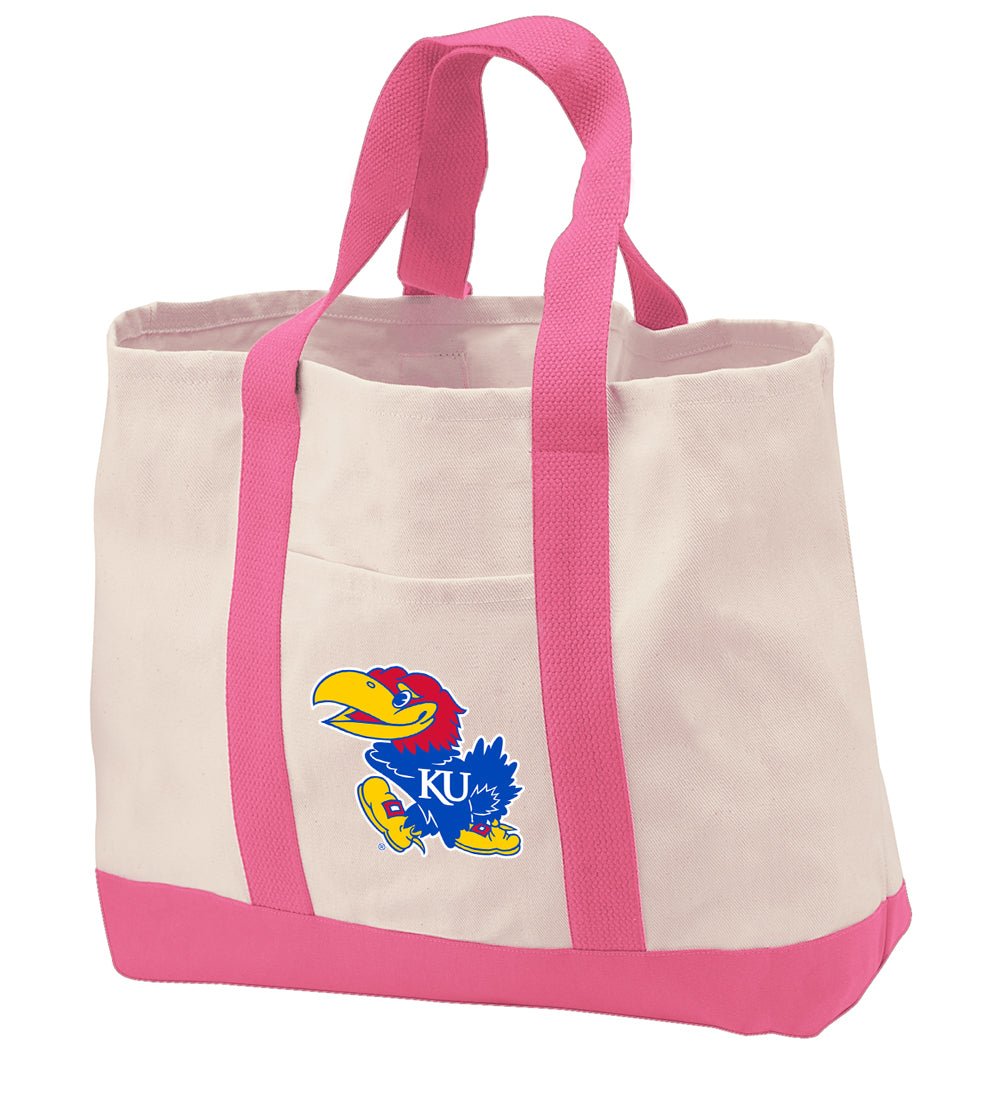 University of Kansas Canvas Tote Bag KU Jayhawks Classic Tote Pink