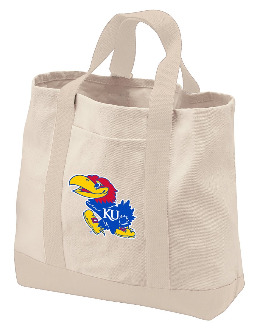 University of Kansas Canvas Tote Bag KU Jayhawks Classic Tote Tan
