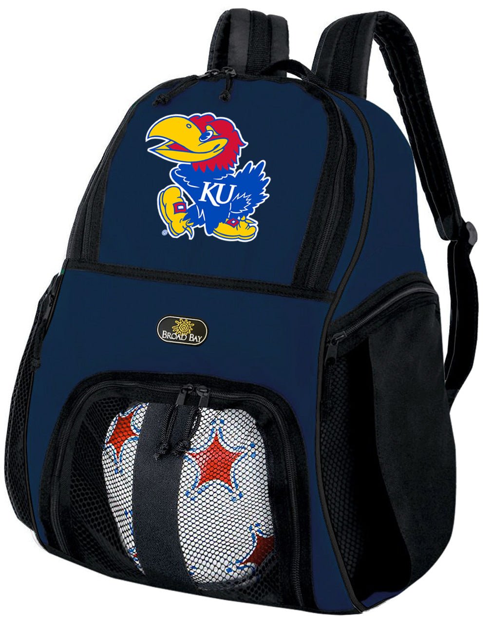University of Kansas Soccer Ball Backpack or KU Jayhawks Volleyball Sports Gear Bag Navy