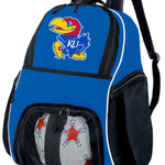 University of Kansas Soccer Ball Backpack or KU Jayhawks Volleyball Sports Gear Bag Blue