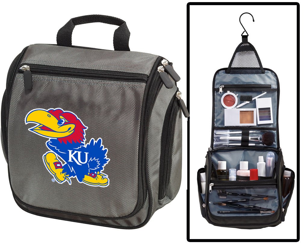 University of Kansas Toiletry Bag or Mens KU Jayhawks Travel Shaving Kit Gray
