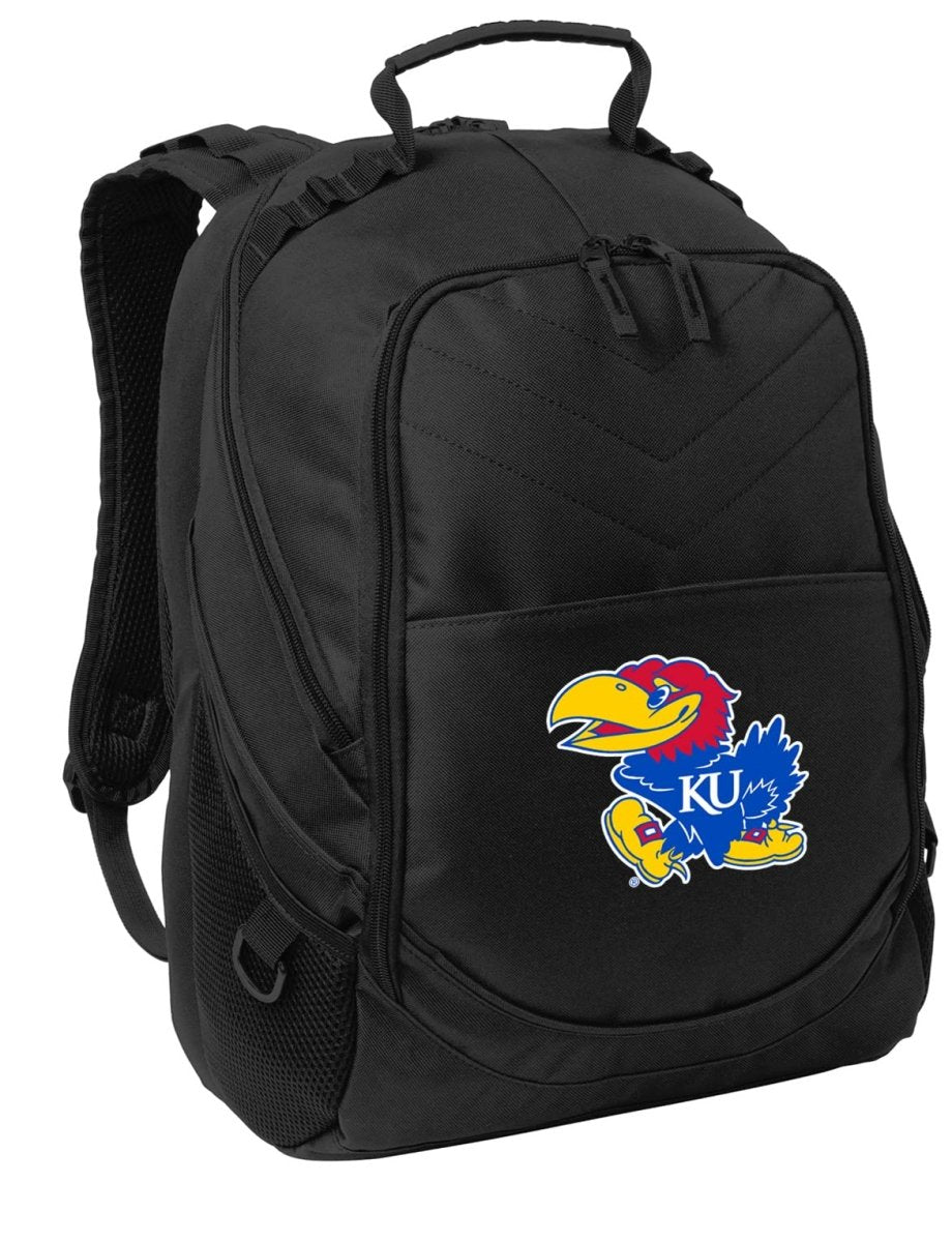 Kansas Jayhawks Laptop Backpack – Official University of Kansas Bookbag – 17" Laptop Sleeve, NCAA School Gear – 600D Polyester Black