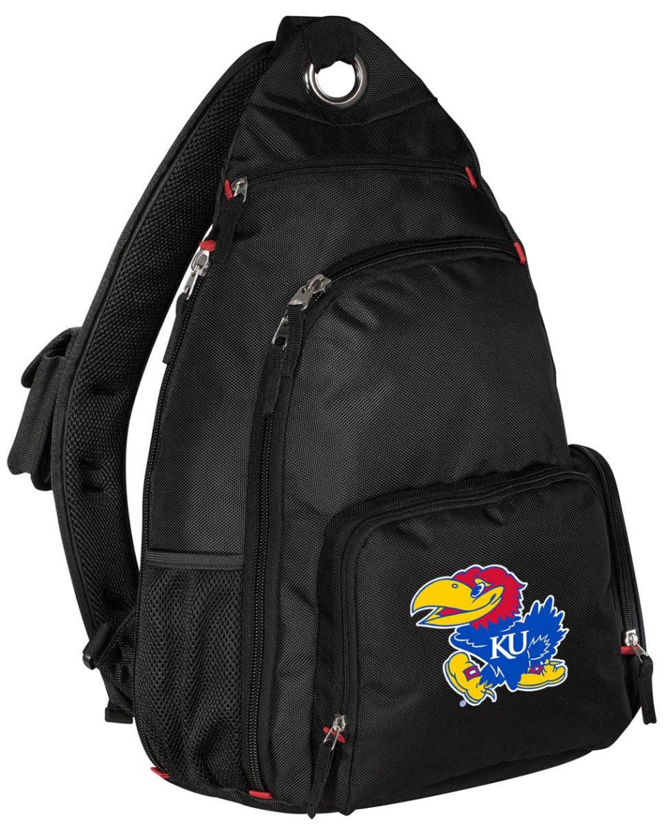 University of Kansas Sling Backpack KU Jayhawks Crossbody Bag Black