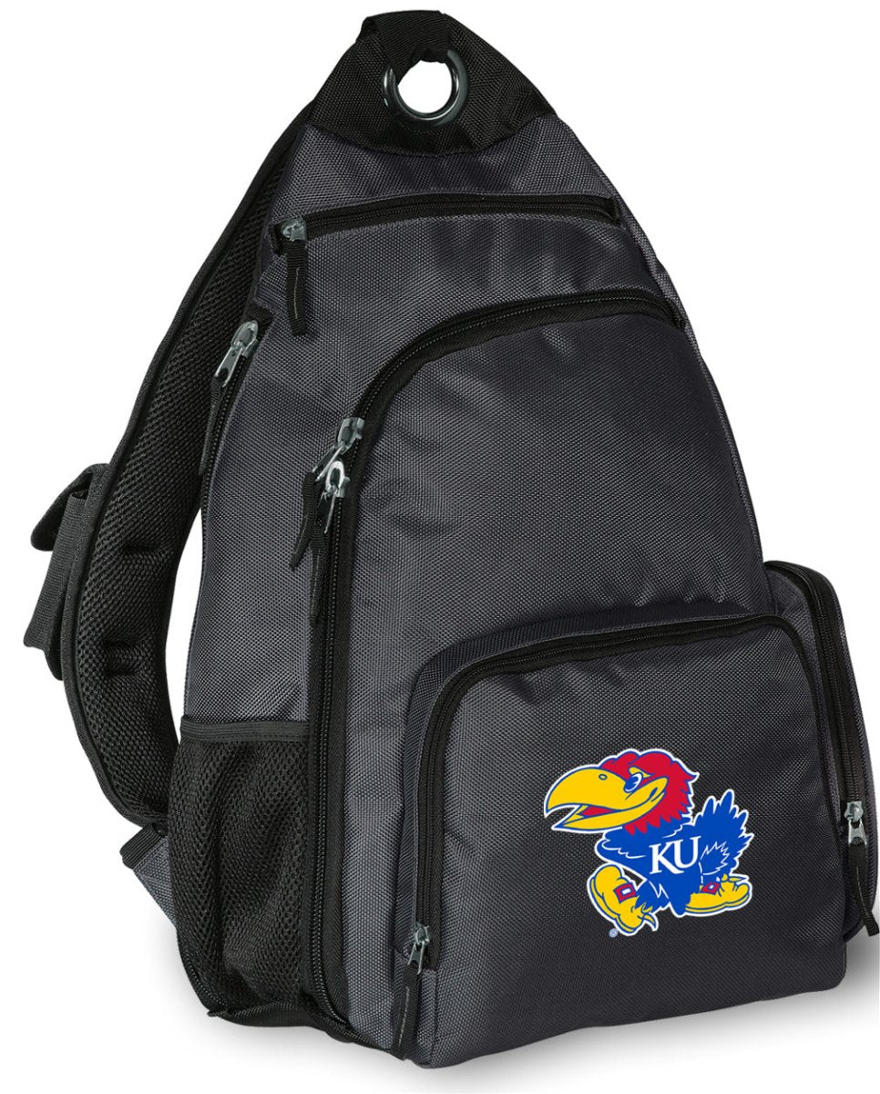 University of Kansas Sling Backpack KU Jayhawks Crossbody Bag Gray
