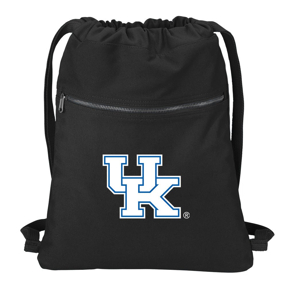 University of Kentucky Backpack Canvas Drawstring Bag UK Wildcats Cotton Cinch Pack Black