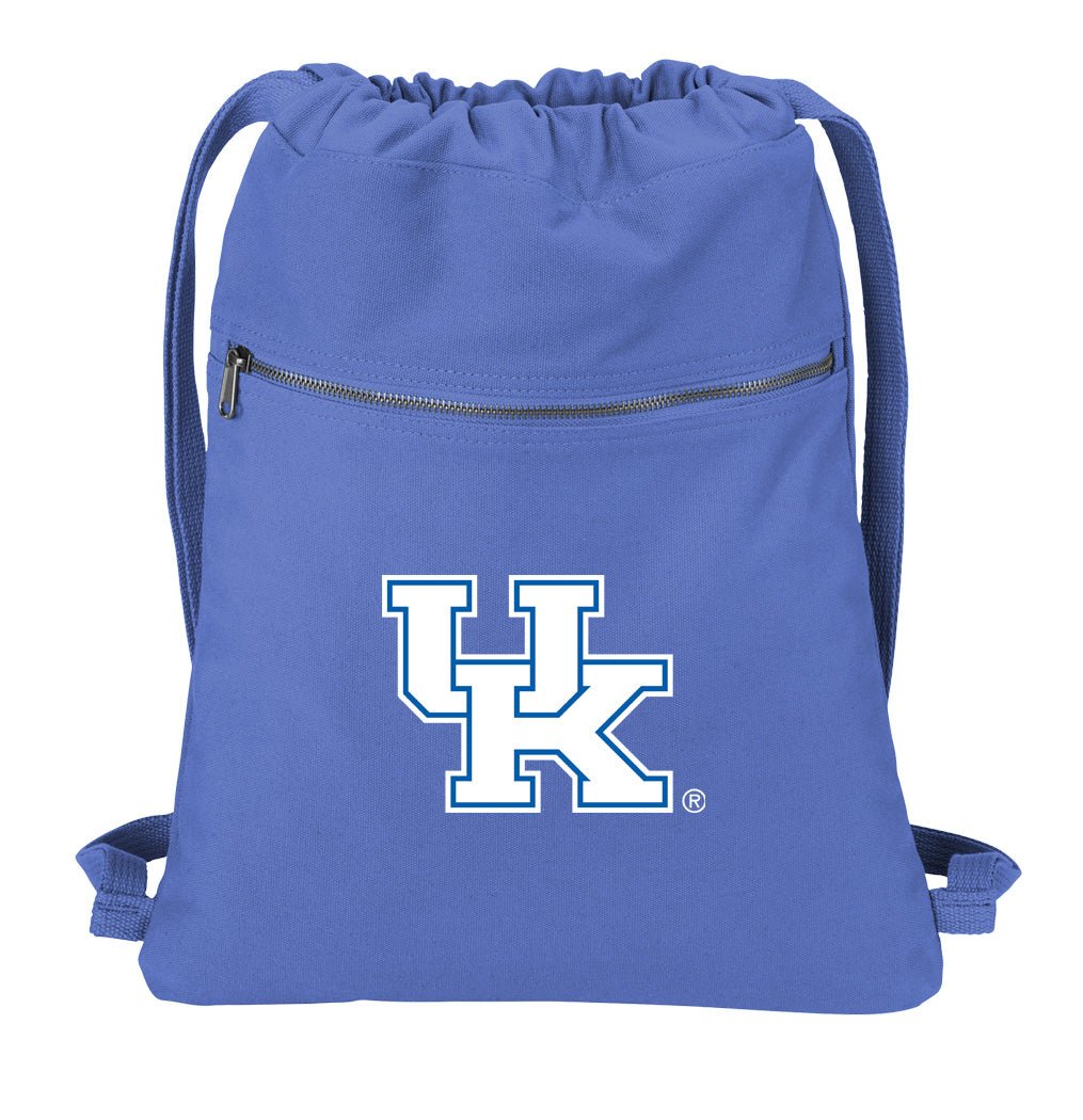University of Kentucky Backpack Canvas Drawstring Bag UK Wildcats Cotton Cinch Pack Dye Washed Blue