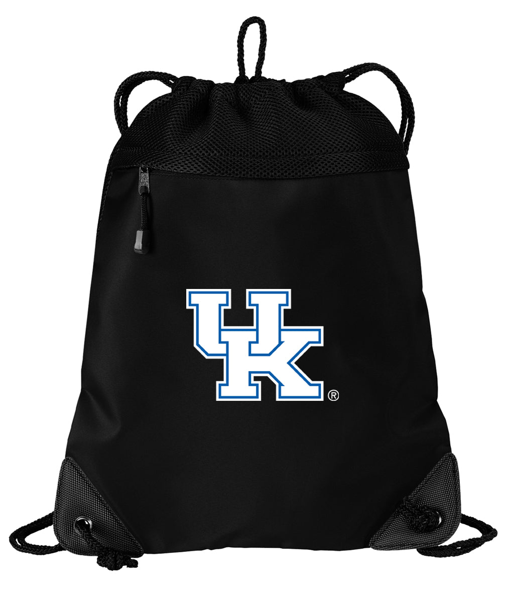 University of Kentucky Drawstring Backpack UK Wildcats Cinch Pack - Mesh & Microfiber Black