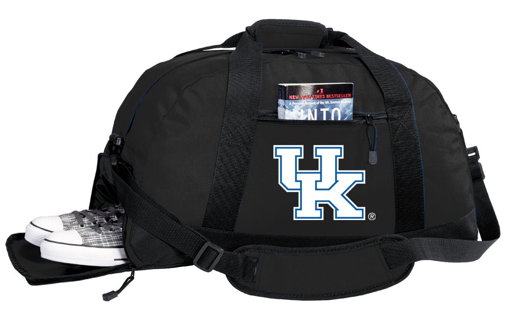 Kentucky Duffel Bag – Official Wildcats Medium Gym & Travel Bag with Shoe Pocket – 600D Polyester Black