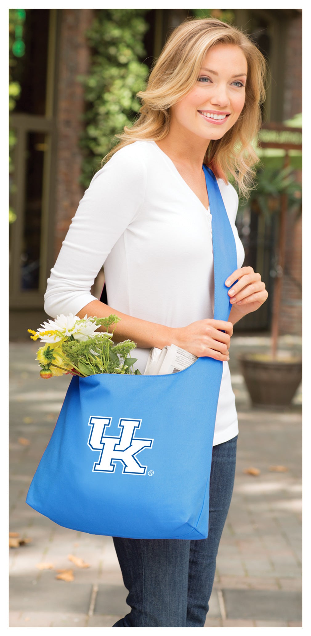University of Kentucky Cross Body Bag UK Wildcats Shoulder Tote Bag - Sling Style Light Blue
