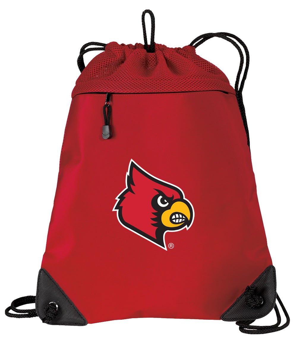 University of Louisville Drawstring Backpack Louisville Cardinals Cinch Pack - Mesh & Microfiber Red