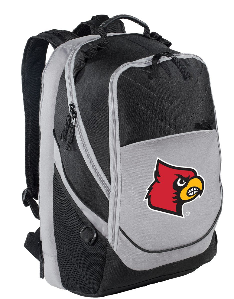 Louisville Cardinals Laptop Backpack – Official University of Louisville Bookbag – 17" Laptop Sleeve, NCAA School Gear – 600D Polyester Black and Gray