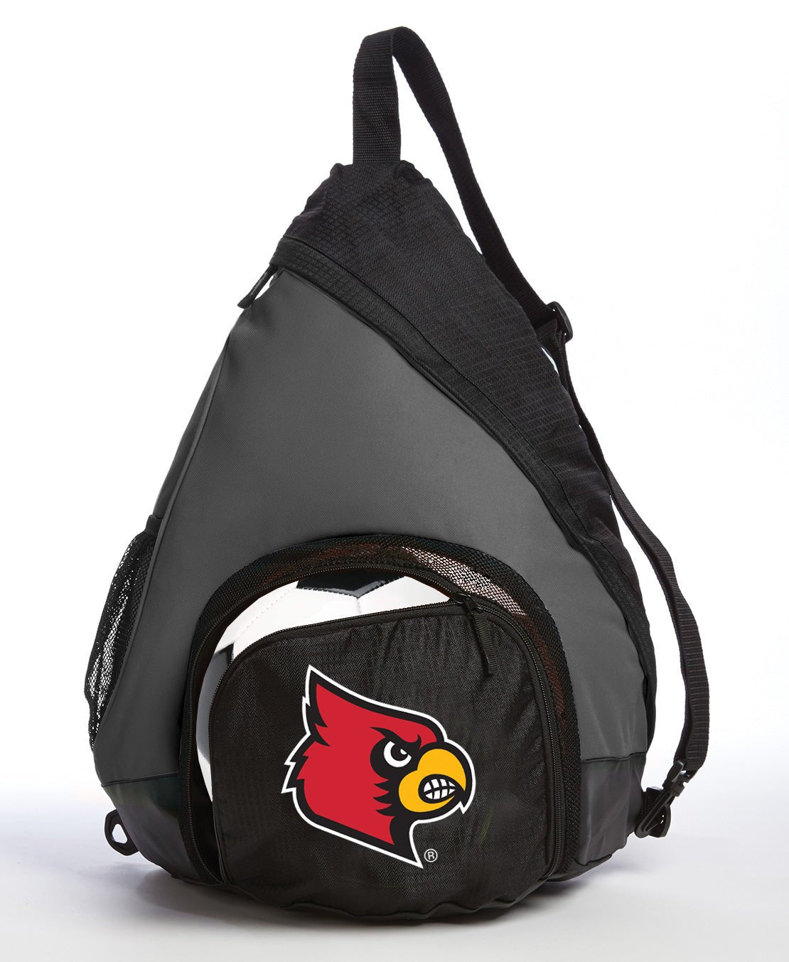 University of Louisville Sling Backpack Louisville Cardinals Bag with Soccer Ball or Volleyball Bag Sports Gear Compartment Practice Bag Black