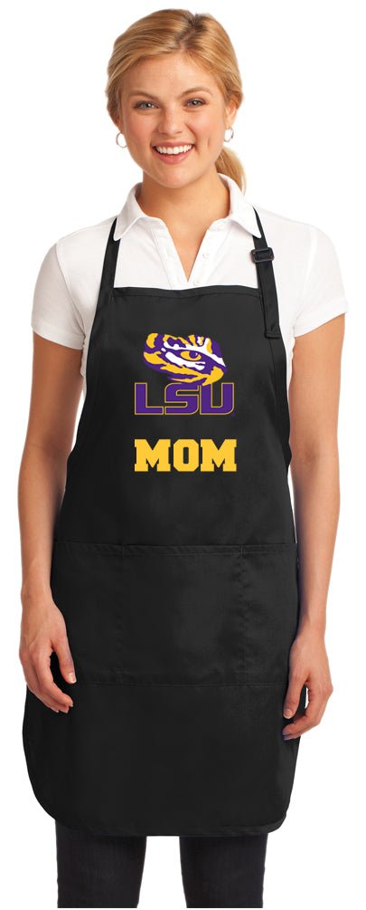 LSU Apron Official LSU Tigers Logo Apron - Stain Resistant Fabric Mom on Black