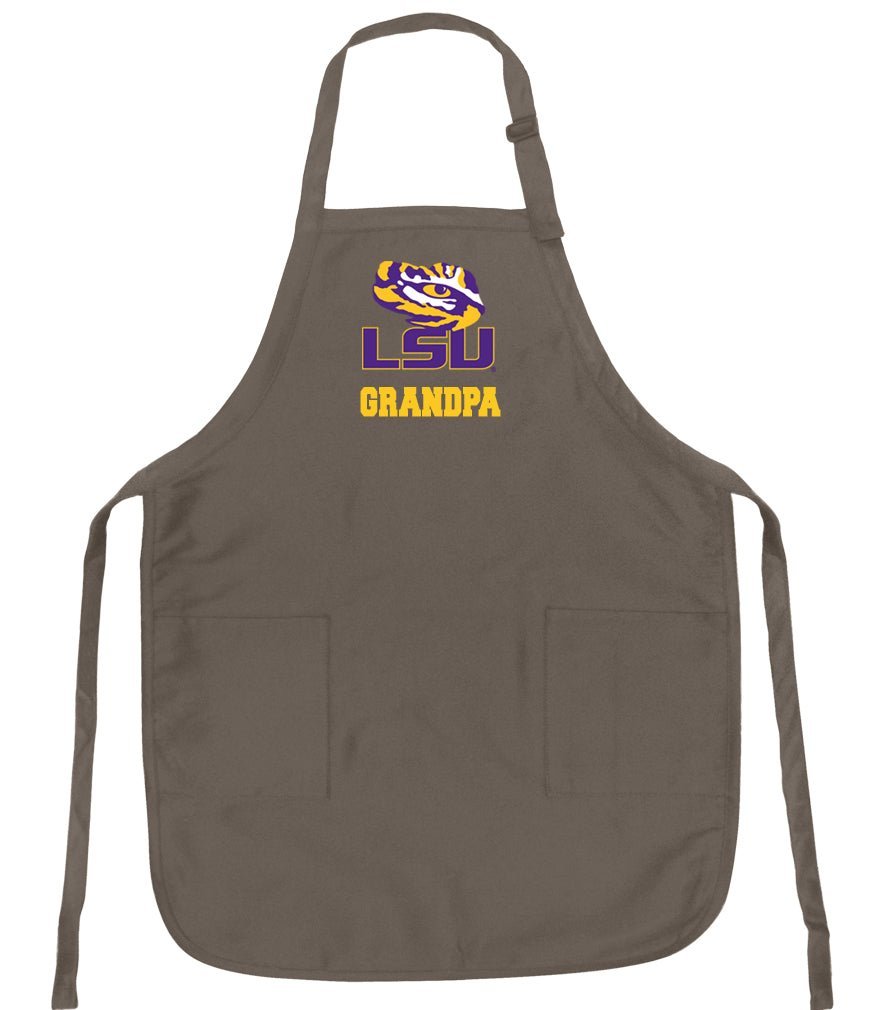 LSU Apron Official LSU Tigers Logo Apron - Stain Resistant Fabric Grandpa on Khaki