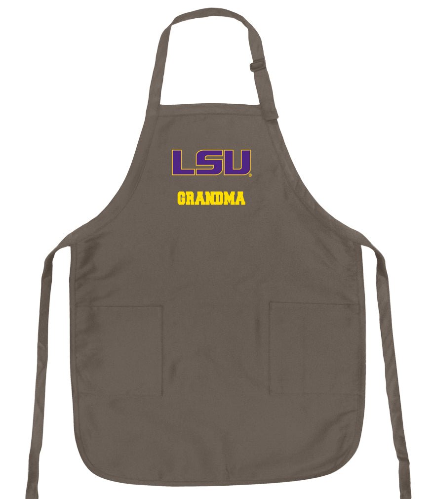LSU Tigers Apron Official Louisiana State Aprons - Stain Resistant Fabric Grandma on Khaki