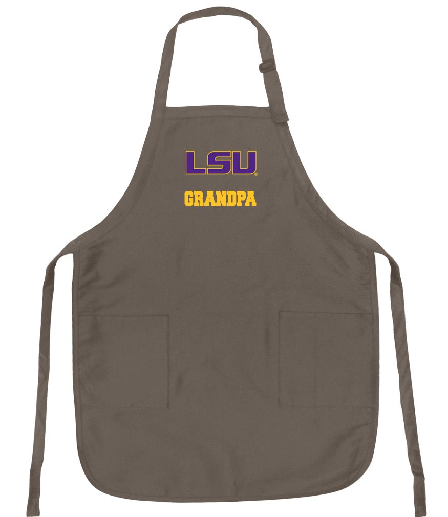 LSU Tigers Apron Official Louisiana State Aprons - Stain Resistant Fabric Grandpa on Khaki